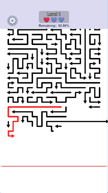 Arrows Go puzzle board with a dense arrow grid